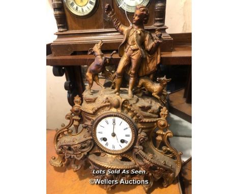 *PAINTED METAL FIGURAL MANTEL CLOCK / LOCATED AT VICTORIA ANTIQUES, WADEBRIDGE, PL27 7DD