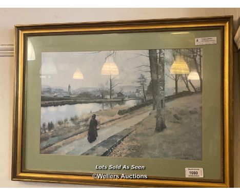 *FRAMED AND GLAZED PRINT OF A RIVERSIDE BY JAMES PATTERSON, 86 X 63.5CM / LOCATED AT VICTORIA ANTIQUES, WADEBRIDGE, PL27 7DD