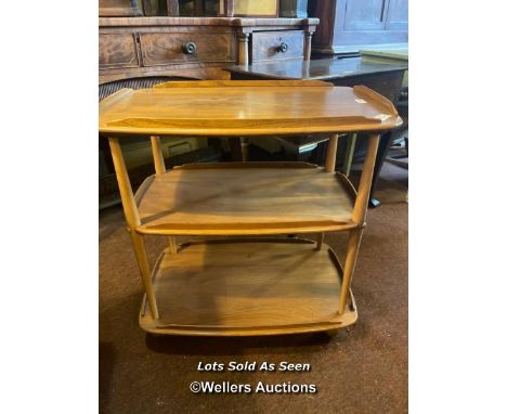 *ERCOL THREE TIER TEA TROLLEY, 71CM LONG / LOCATED AT VICTORIA ANTIQUES, WADEBRIDGE, PL27 7DD