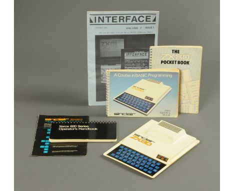 A Sinclair ZX80 First Personal Computer, late 1970s, with test programme, operating manual, ZX80 pocketbook, Xerox 620 Series
