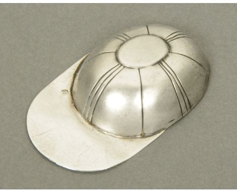 A George III silver jockey cap caddy spoon, London 1802, makers initials rubbed. CONDITION REPORT: Generally extremely good c