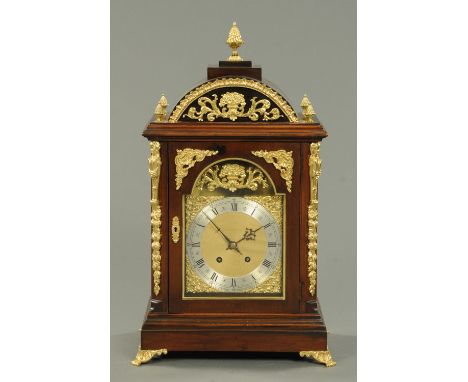A late 19th century mahogany bracket clock, by Drescher, Market Place, Hedon, with two-train spring driven movement striking 