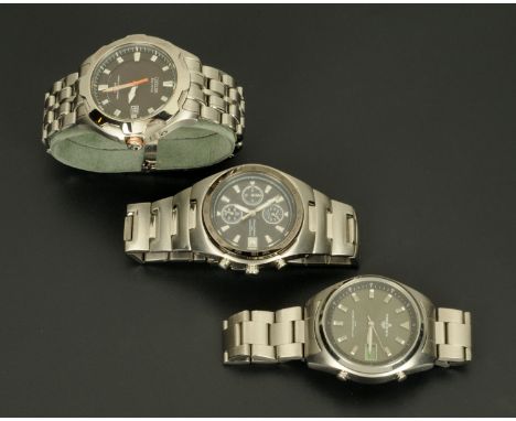 A Citizen Eco Drive wristwatch, a Precision Radio watch and a Gianni Sabatini chronograph.  