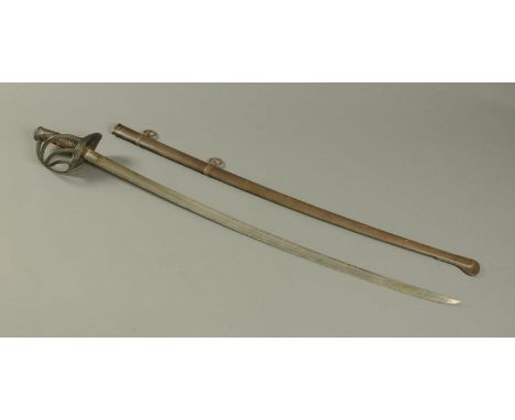 A French Cavalry Officer's sword, dated 1840, with metal scabbard.
