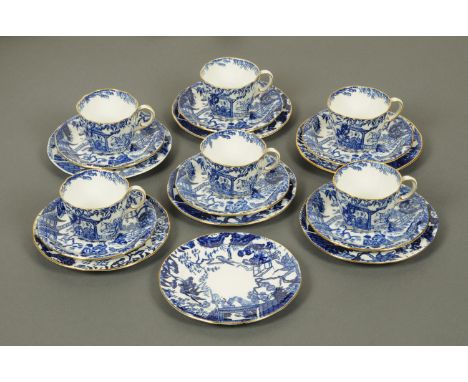 A Royal Crown Derby "Mikado" tea set, 6 cups, saucers and plates.   CONDITION REPORT: One of the cups has a very small firing