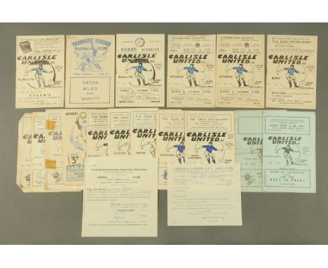  Carlisle United memorabilia, including programmes from 1951,  Carlisle United vs Bradford City Saturday March 10th 1951, Car