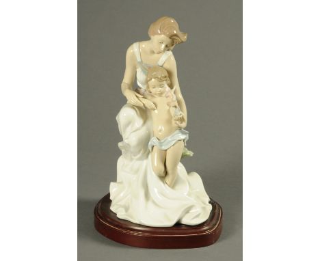 A Lladro figure group, "Where Love Begins", Serial No. 07649, with original packaging.  Height including stand 37 cm (see ill