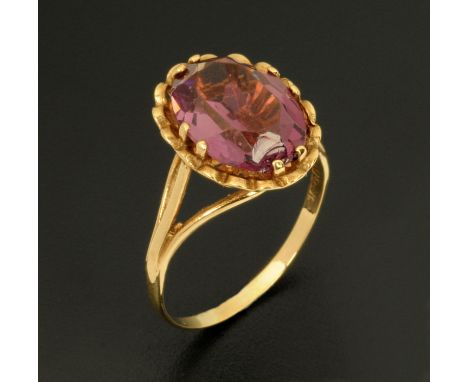 A 9 ct gold amethyst ring, size U.