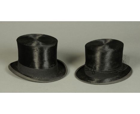 An Austin Reed silk top hat, internal dimensions 20.5 cm x 16.5 cm. and a dressage top hat by Henry Burton, internal dimensio