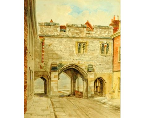 William Heaton Cooper, watercolour, "Kings Gate, Winchester".  25 cm x 20 cm, framed.