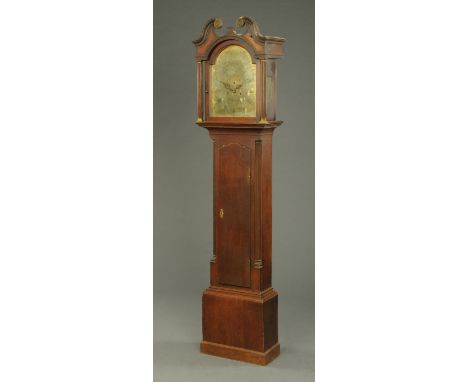 A George III Edinburgh longcase clock, by J.N. Scott, with swans neck pediment, arched glazed door, brass dial and two-train 