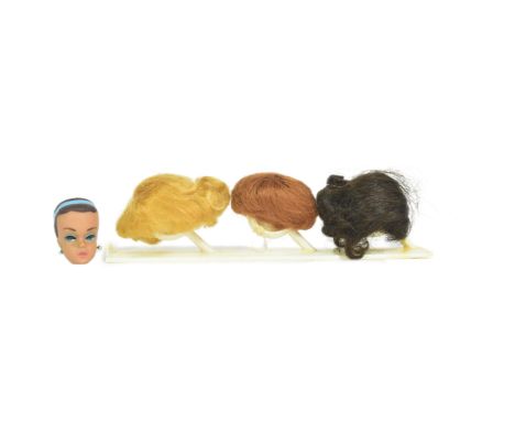 Barbie - original vintage c1963 Mattel made Barbie 'Fashion Queen' accessory set comprising: spare head (retaining the origin
