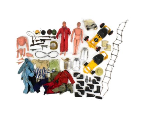 Action Man - a collection of vintage Palitoy Action Man to include x1 figure, parts, uniforms and accessories. The figure bei