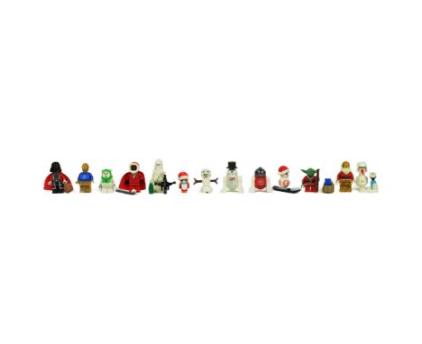Lego - a collection of x13 Lego Star Wars minifigures comprising; Santa Darth Maul, Santa Yoda, R2-D2 Holiday Sweater, Ewok H