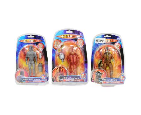 Doctor Who - Character Options - a collection of x3 Classic Dr Who 'Fourth Doctor Era action figures: Morbius Creature, Zygon