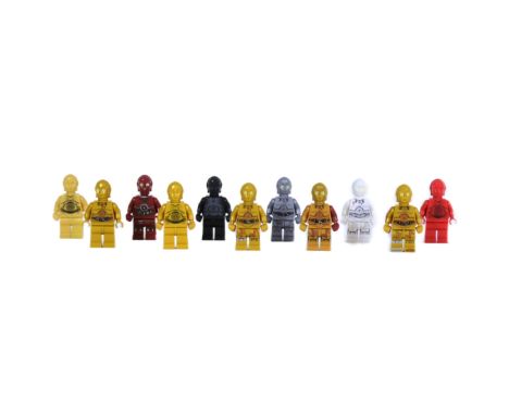Lego - a collection of x11 original Lego Star Wars minifigures comprising; R-3PO, U-3PO, TC-4, K-3PO, C-3PO dark red arm, C-3