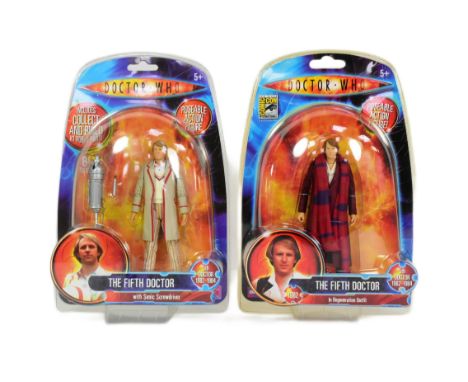 Doctor Who - Character Options / UT Toys - x2 Fifth Doctor action figures, the first being an SDCC San Diego Comic Con Exclus