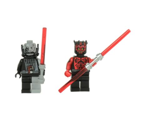 Lego - x2 original Lego Star Wars minifigures comprising; Darth Vader Battle Damaged and Darth Maul.
