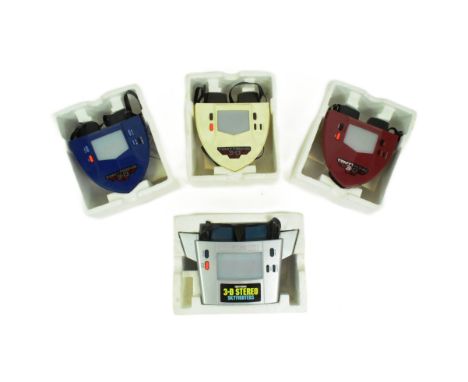 Retro Gaming - x4 vintage 1980s Tomytronic 3D handheld video game consoles comprising; Sky Attack, Skyfighters, Thundering Tu