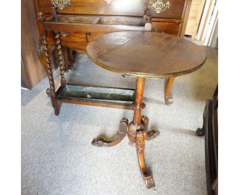 A 19th Century Mahogany Pedestal Table, the circular top above a turned centre column with quadripartite legs, together with 