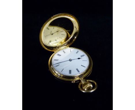 An 18ct. Gold Full Hunter Pocket Watch, the enamel dial with Roman numerals