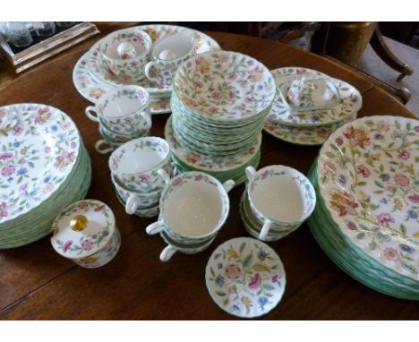 A Mintons Haddon Hall Pattern Tea and Dinner Service, comprising plates, cups, saucers, tureens, jugs and other items
