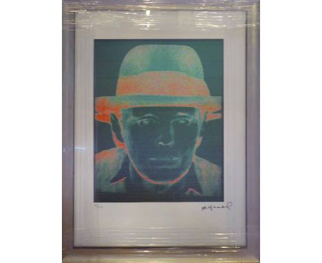 ANDY WARHOL 'Portrait in negative', offset lithograph numbered ed of 100, from Leo Castelli Gallery, 61cm x 43cm, framed.