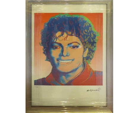 ANDY WARHOL 'Michael Jackson', offset lithograph numbered ed of 100, from Leo Castelli Gallery, 61cm x 43cm, framed.