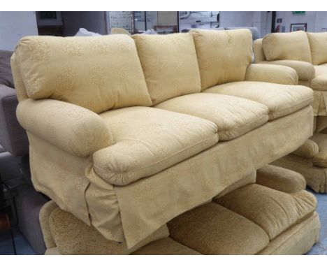 KINGCOME SOFA, three seater, in gold upholstery, 225cm W.