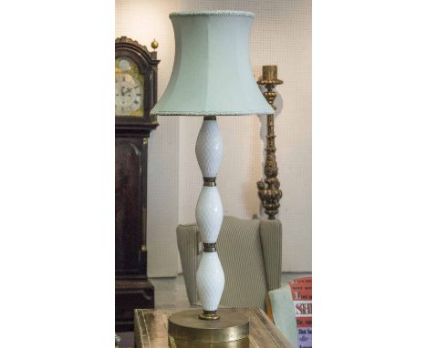 TABLE LAMP, 1950's Italian opaque glass and brass, 93cm H including shade. 