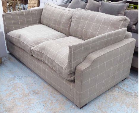 BEN WHISTLER ROCKALL SOFA, checked grey finish, 200cm W (comes with original invoice).