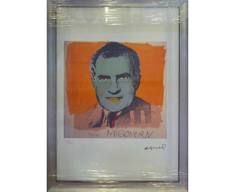 ANDY WARHOL 'President Nixon vote McGovern', offset lithograph numbered ed of 100, from Leo Castelli Gallery, 61cm x 43cm, fr