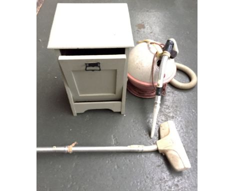 A wooden painted coal scuttle together with a vintage Hoover Constellation in working order