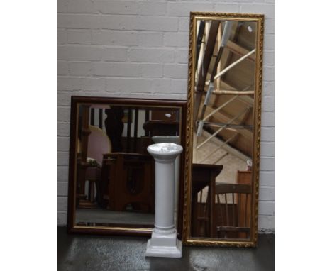 A pair of wall mirrors together with a ceramic plinth 50cmH