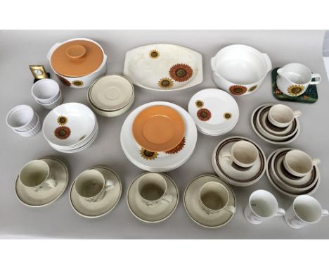 A selection of ceramic tableware including J.G Meakin Studio 'Sunflower' design serving dishes and plates together with other