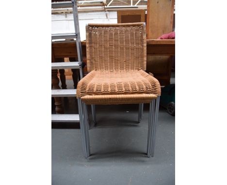 An aluminium step ladder together with four garden chairs