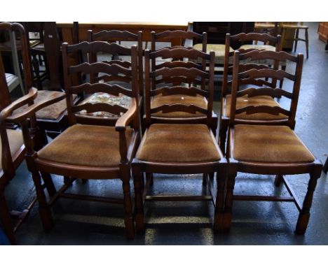 A set of five ladder-back chairs with one carver (6)