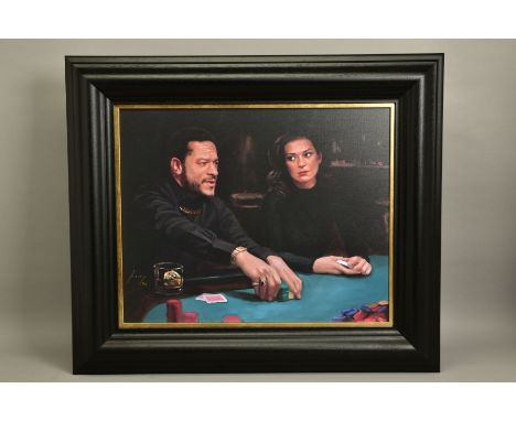 VINCENT KAMP (BRITISH CONTEMPORARY) 'ANTOINE'S LAST MOVE' figures in a casino, signed limited edition print 15/150, with cert