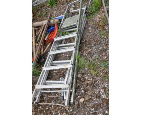 TWO PAIRS OF ALUMINIUM STEP LADDERS (longest pair 1.9m long)