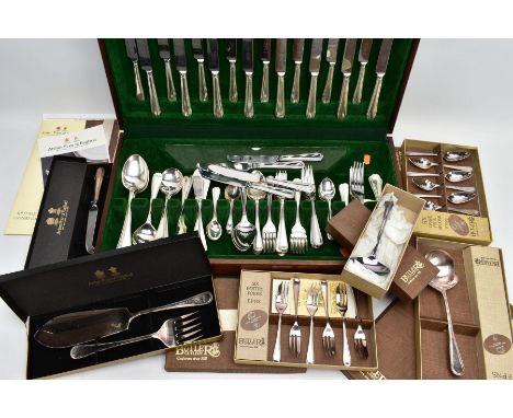 A MODERN BUTLER CANTEEN OF BEAD PATTERN SILVER PLATED CUTLERY FOR EIGHT PLACE SETTINGS, with a small number of additions in s