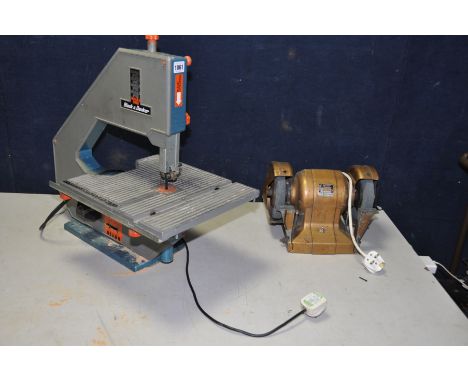 A VINTAGE BLACK AND DECKER HD1245 6in Bench Grinder and a Black and Decker DN339 bandsaw (both PAT pass and working) (2)