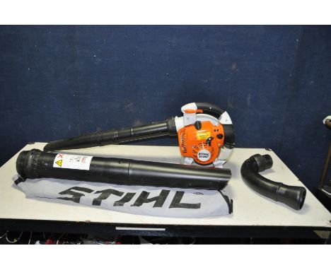 A STIHL HS86C PETROL GARDEN VAC/BLOWER with collector bag, collector pipe, etc (engine pulls freely but hasn't been started)