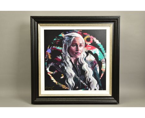 ZINSKY (CONTEMPORARY) 'MOTHER OF DRAGONS' a portrait of Emilia Clarke as her Game of Thrones character, signed limited editio