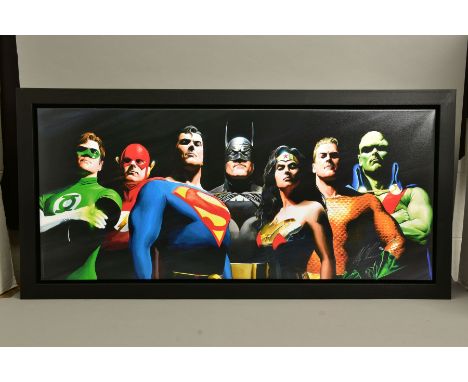 ALEX ROSS (AMERICAN CONTEMPORARY) 'ORIGINAL SEVEN' portraits of Green Lantern, Flash, Superman, Batman, Wonder Woman, Aquaman