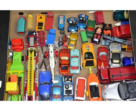 A QUANTITY OF UNBOXED AND ASSORTED PLAYWORN DIECAST VEHICLES to include Dinky Supertoys Leyland Octupus Tanker 'esso', No 943