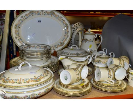 FORTY SEVEN PIECES OF AYNSLEY 'HENLEY' TEA/DINNERWARES, comprising eight coffee cups (one with crack), eight saucers, eight 1