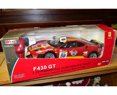 A BOXED MJX TOYS PLASTIC BATTERY OPERATED REMOTE CONTROL FERRARI F430GT RACING CAR, 1/10 scale, not tested but appears comple