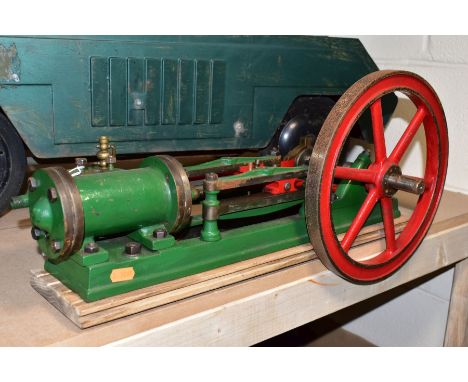 A HORIZONTAL SINGLE CYCLINDER LIVE STEAM ENGINE, not tested, no makers marking, looks to have been run, appears largely compl