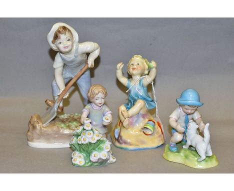 FOUR ROYAL WORCESTER CHILD FIGURES, comprising two modern Months Of The Year circa 2005 'may', model 3455 and 'September', mo