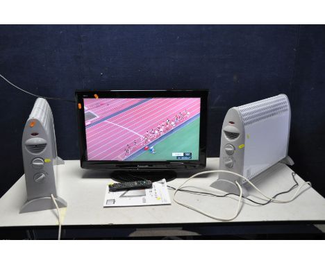 A PANASONIC TX-L26C10B 26in TV with remote and manual along with two Tesco Heaters (all PAT pass and working) (3)